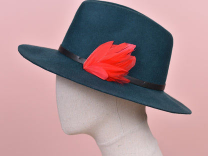 Red Feather Lapel Pin / Hat Pin No.129 | Unique Feather Boutonniere | Feather Brooch