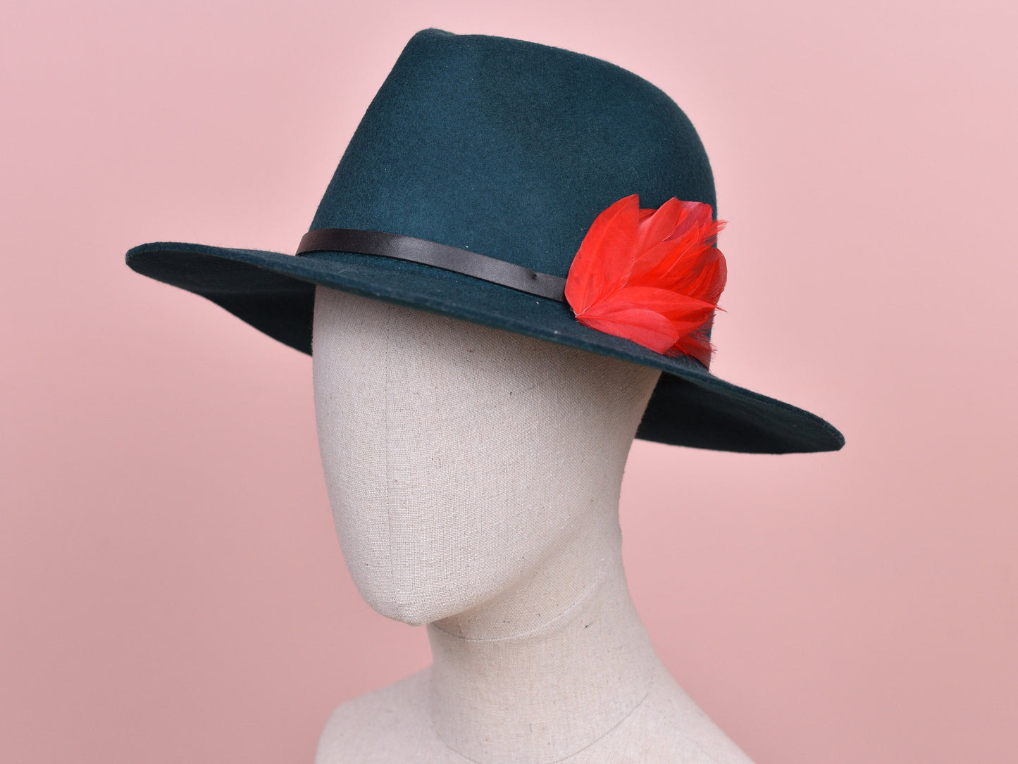 Red Feather Lapel Pin / Hat Pin No.129 | Unique Feather Boutonniere | Feather Brooch