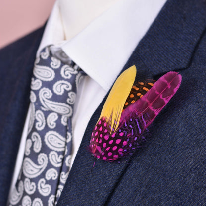 Pink, Yellow and Orange Feather Hat Pin Small No.84