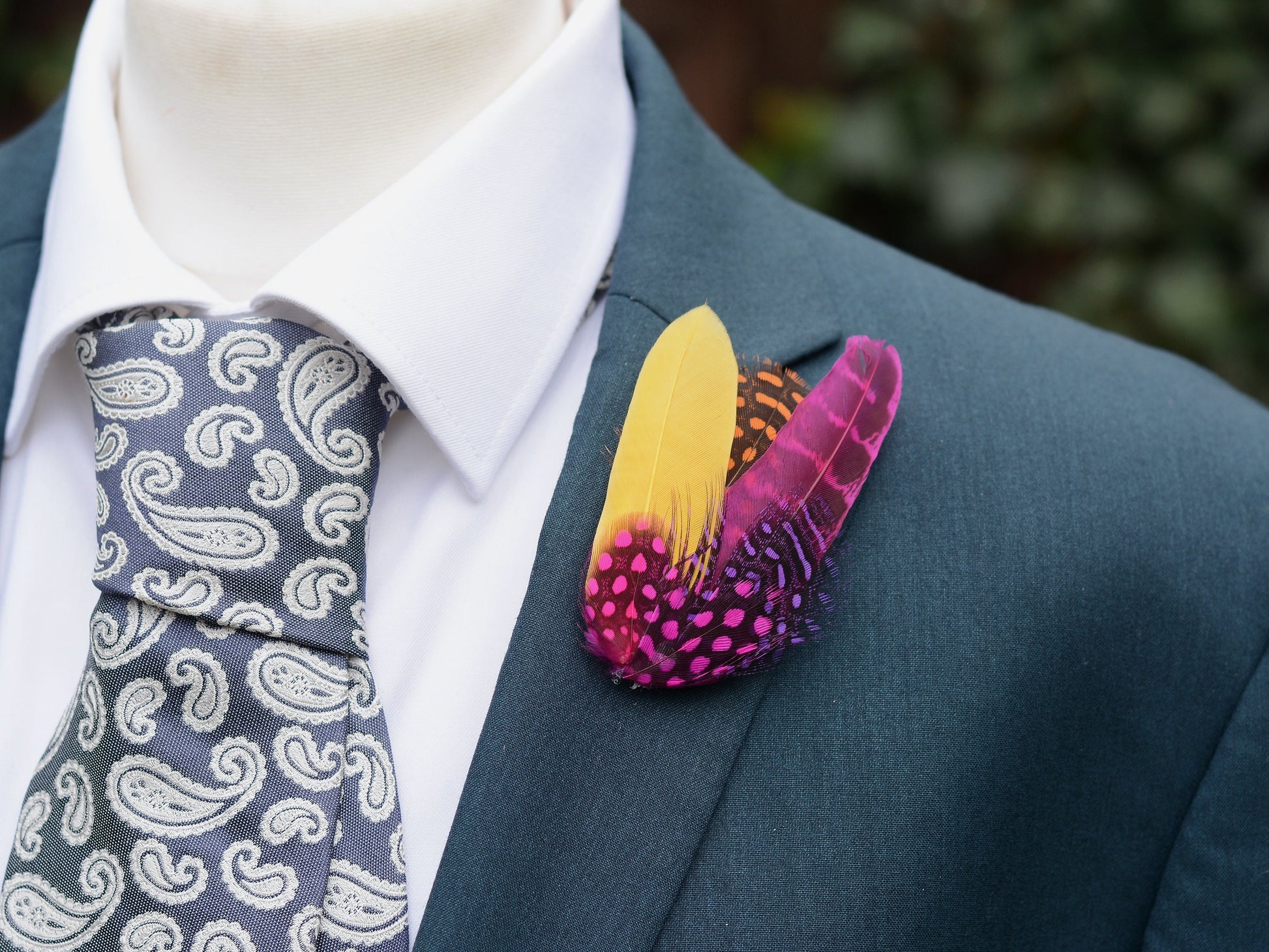 Pink, Yellow and Orange Feather Hat Pin Small No.84