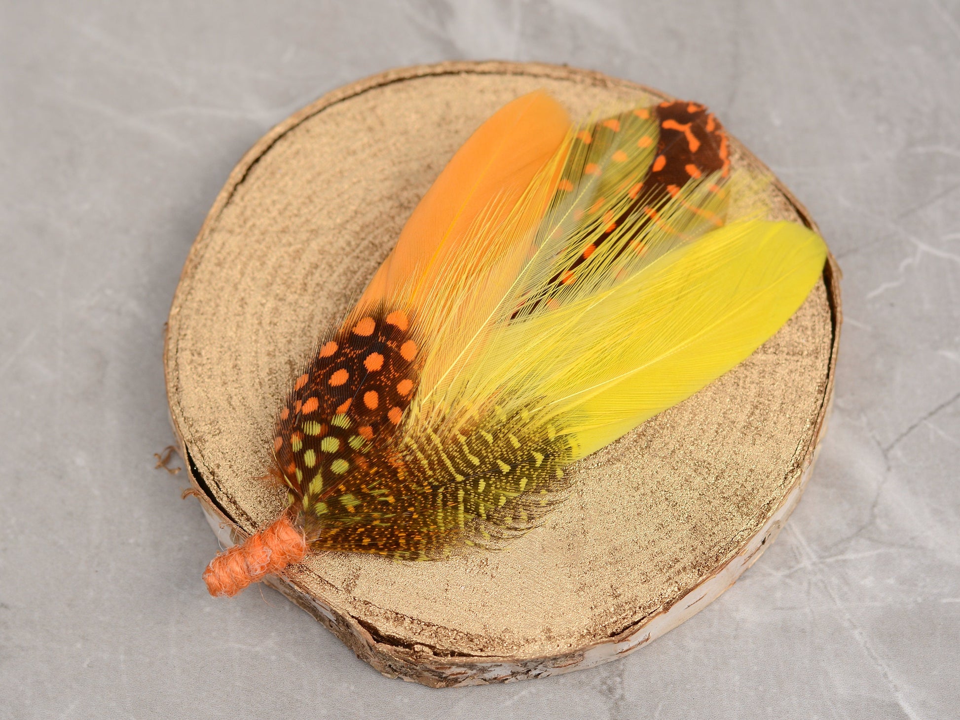 Fall Orange Dyed Feather Boutonniere Pin Small no.204 | Pheasant Feather Lapel | Feather Brooch | Feather Hat Pin