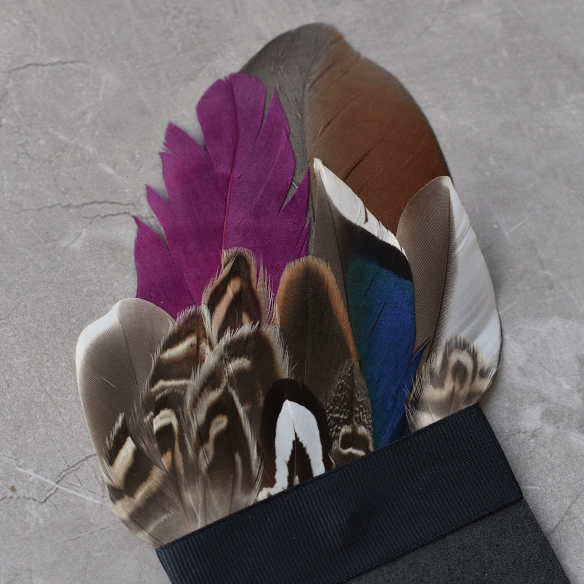 Plum and Duck Feather Pocket Square No.145 | Suit Accessory | Feather Neck Tie | Grooms Outfit | Groomsmen Gift