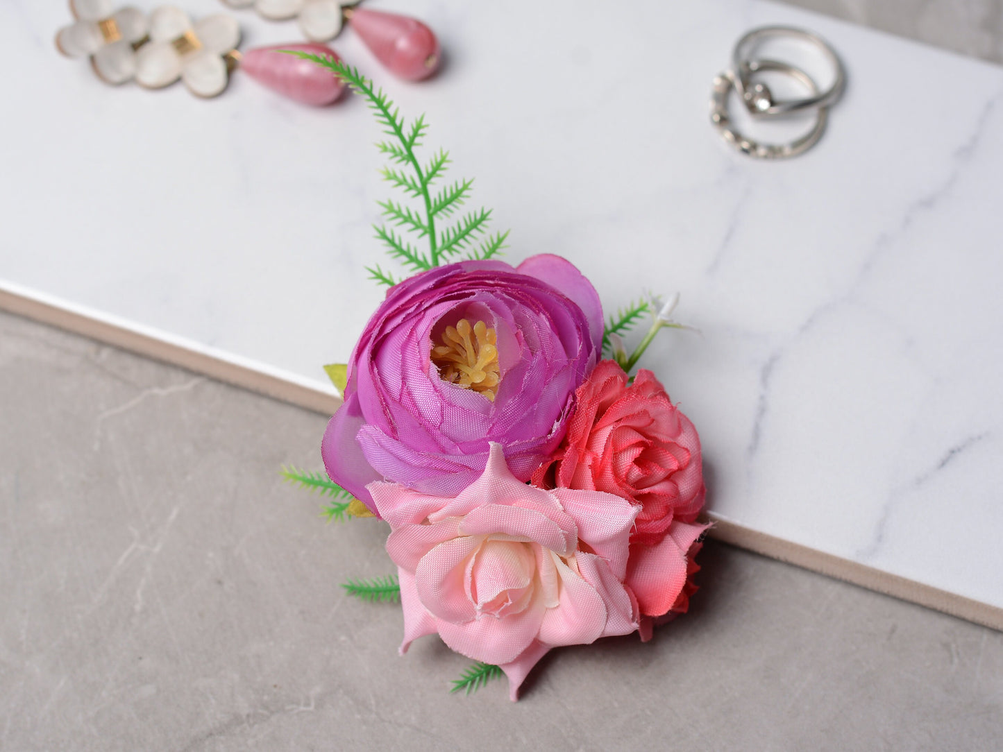 Flower Hair Clip in Pink and Lilac | Tropical Hair Clip | Bridesmaids Clip | Floral Headpiece | Bridal Hair Clip | Flower Bun Clip