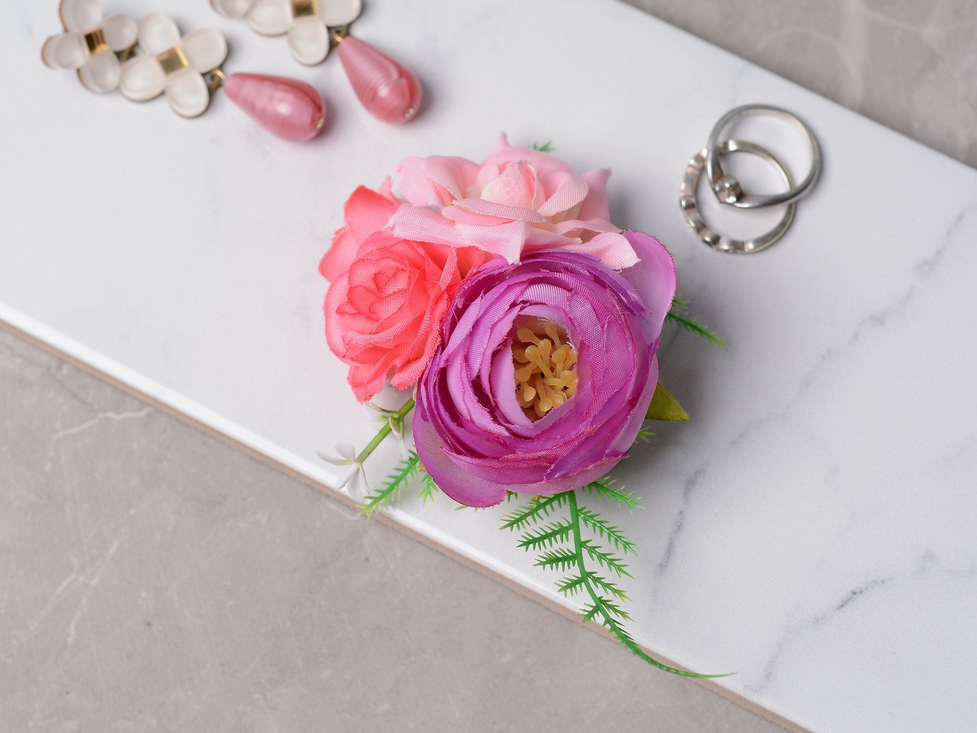 Flower Hair Clip in Pink and Lilac | Tropical Hair Clip | Bridesmaids Clip | Floral Headpiece | Bridal Hair Clip | Flower Bun Clip