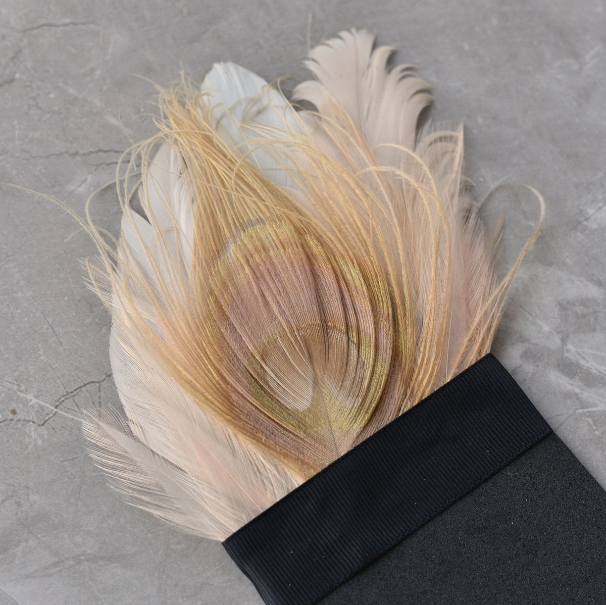 Ivory and Blush Pink Peacock Feather Pocket Square No.149 | Suit Accessory | Feather Neck Tie | Grooms Outfit | Groomsmen Gift | Wedding