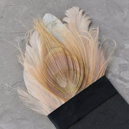 Ivory and Blush Pink Peacock Feather Pocket Square No.149 | Suit Accessory | Feather Neck Tie | Grooms Outfit | Groomsmen Gift | Wedding