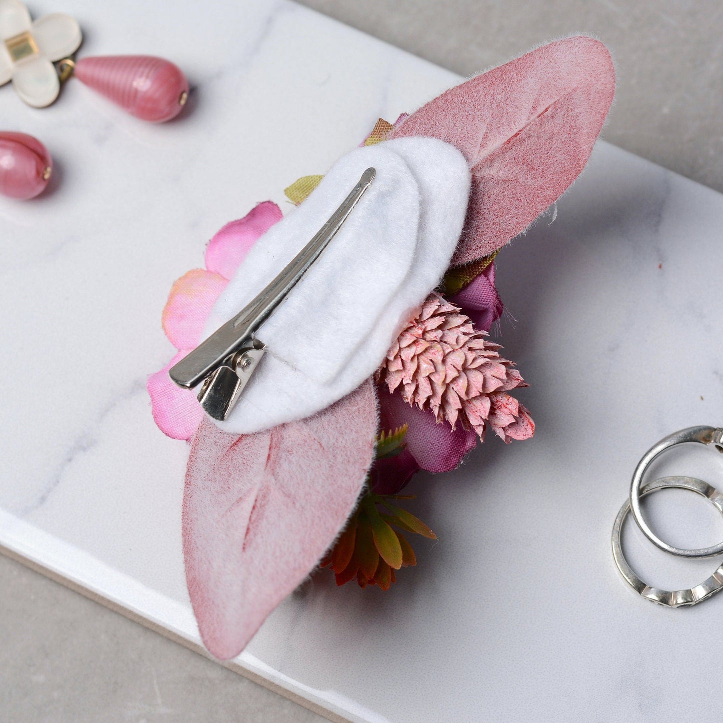 Flower Hair Clip in Pink and Plum | Bridesmaids Hair Clip | Floral Headpiece | Bridal Hair Clip | Flower Bun Clip |
