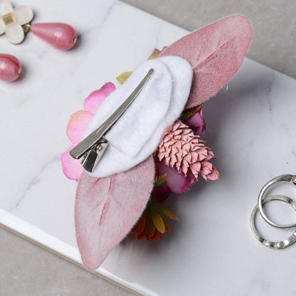 Flower Hair Clip in Pink and Plum | Bridesmaids Hair Clip | Floral Headpiece | Bridal Hair Clip | Flower Bun Clip |