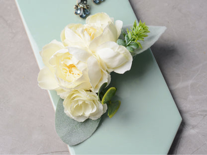 Ivory Peony Flower Hair Clip, Bridal Hair PIece