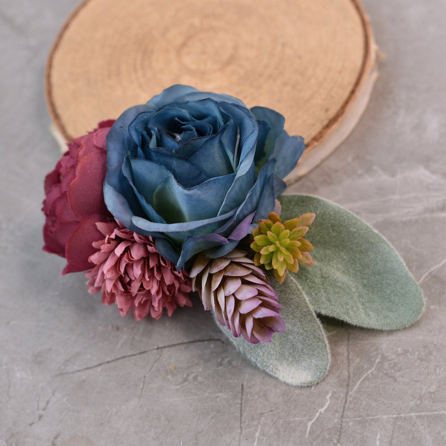 Flower Hair Clip in Plum and Navy Blue | Silk Flower Hair Clip | Bridal Hair Clip | Bridesmaids Hair Clip | Flower Girl