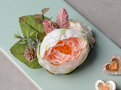 Blush Pink Ranunculus Flower Hair Clip | Bridal Hair Clip | Bridesmaid Hair Clip | Flower Headpiece | Blush Flower Hair Clip