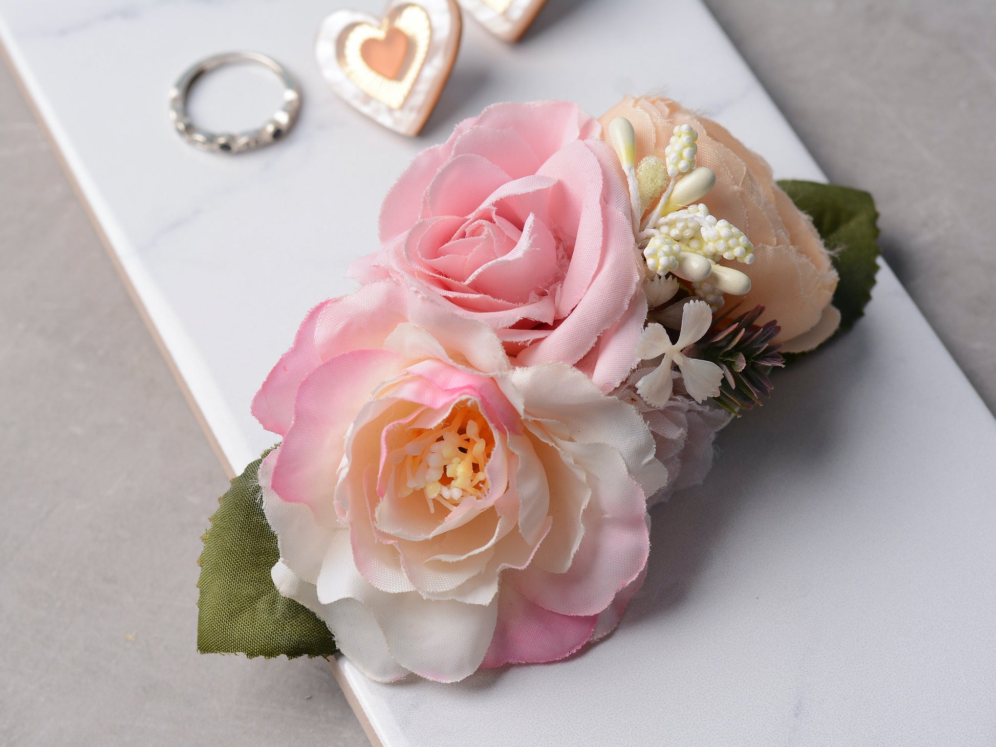 Peony Hair Clip in Pink and Peach | Silk Flower Hair Clip | Bridal Hair Clip | Bridesmaids Hair Clip | Floral Headpiece | Flower Girl