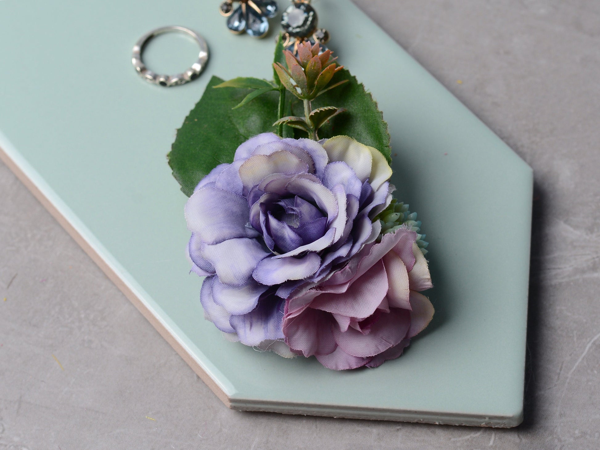 Flower Hair Clip in Violet Blue and Purple | Silk Flower Hair Clip | Bridal Hair Clip | Bridesmaids Hair Clip | Flower Girl