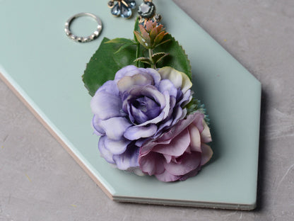 Flower Hair Clip in Violet Blue and Purple | Silk Flower Hair Clip | Bridal Hair Clip | Bridesmaids Hair Clip | Flower Girl