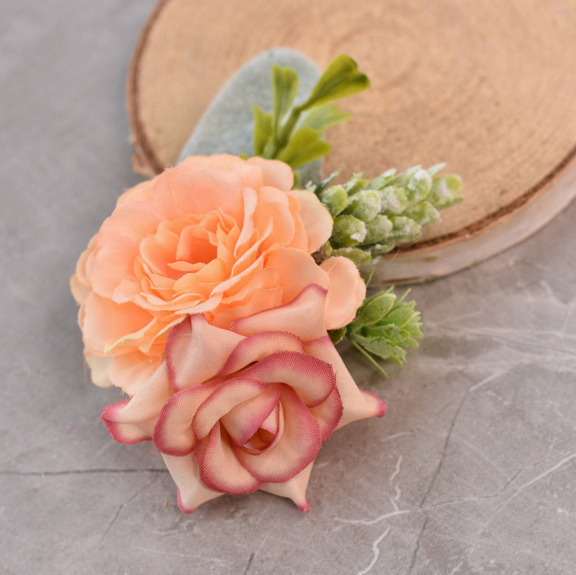 Flower Hair Clip in Peach and Blush Pink | Bridesmaids Hair Clip | Floral Headpiece | Bridal Hair Clip | Flower Bun Clip