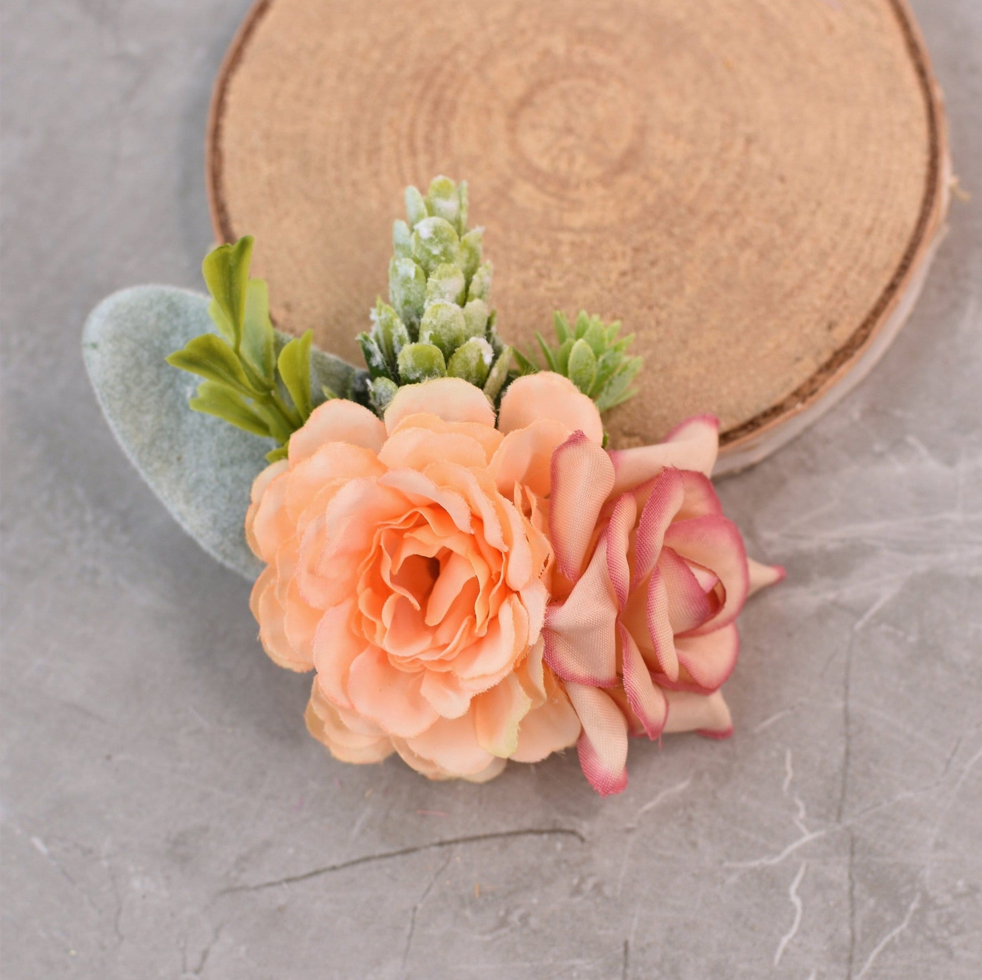 Flower Hair Clip in Peach and Blush Pink | Bridesmaids Hair Clip | Floral Headpiece | Bridal Hair Clip | Flower Bun Clip