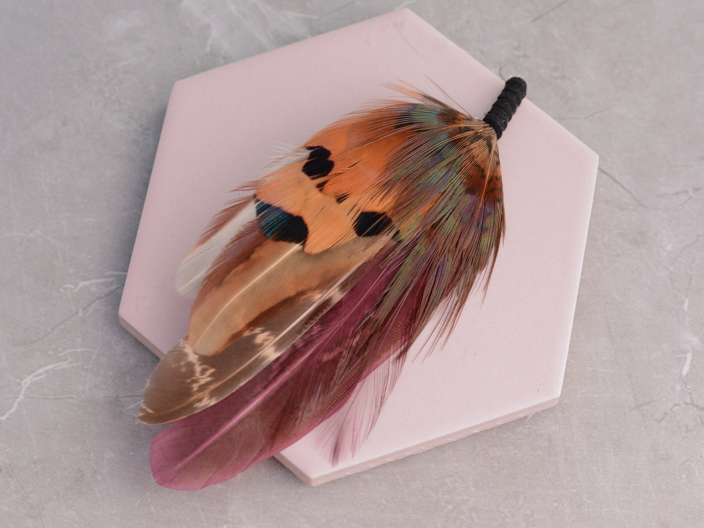 Plum Purple and Copper Pheasant Feather Pin / Hat Pin | Pheasant Feather Boutonniere | Feather Brooch