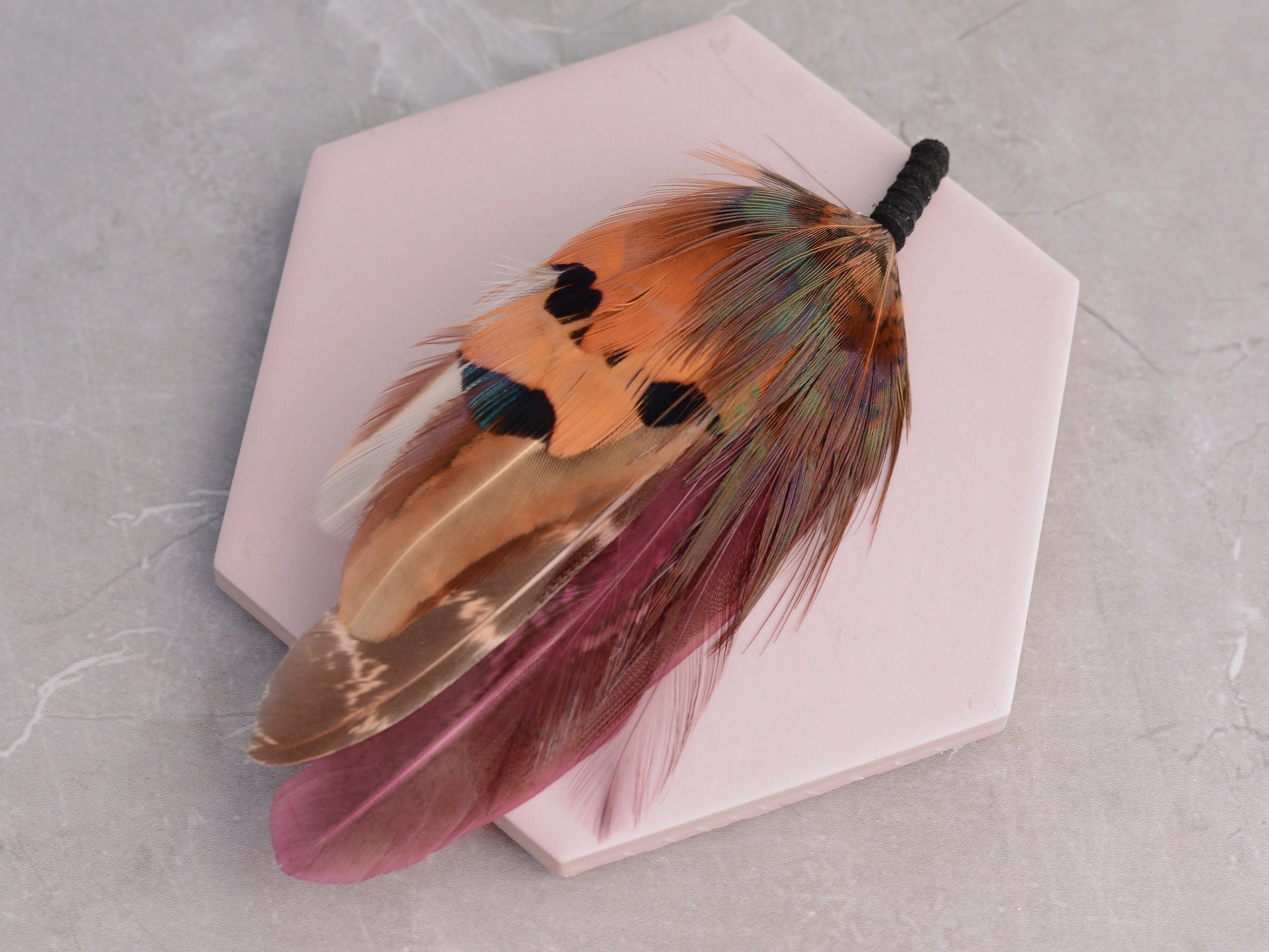 Plum Purple and Copper Pheasant Feather Pin / Hat Pin | Pheasant Feather Boutonniere | Feather Brooch