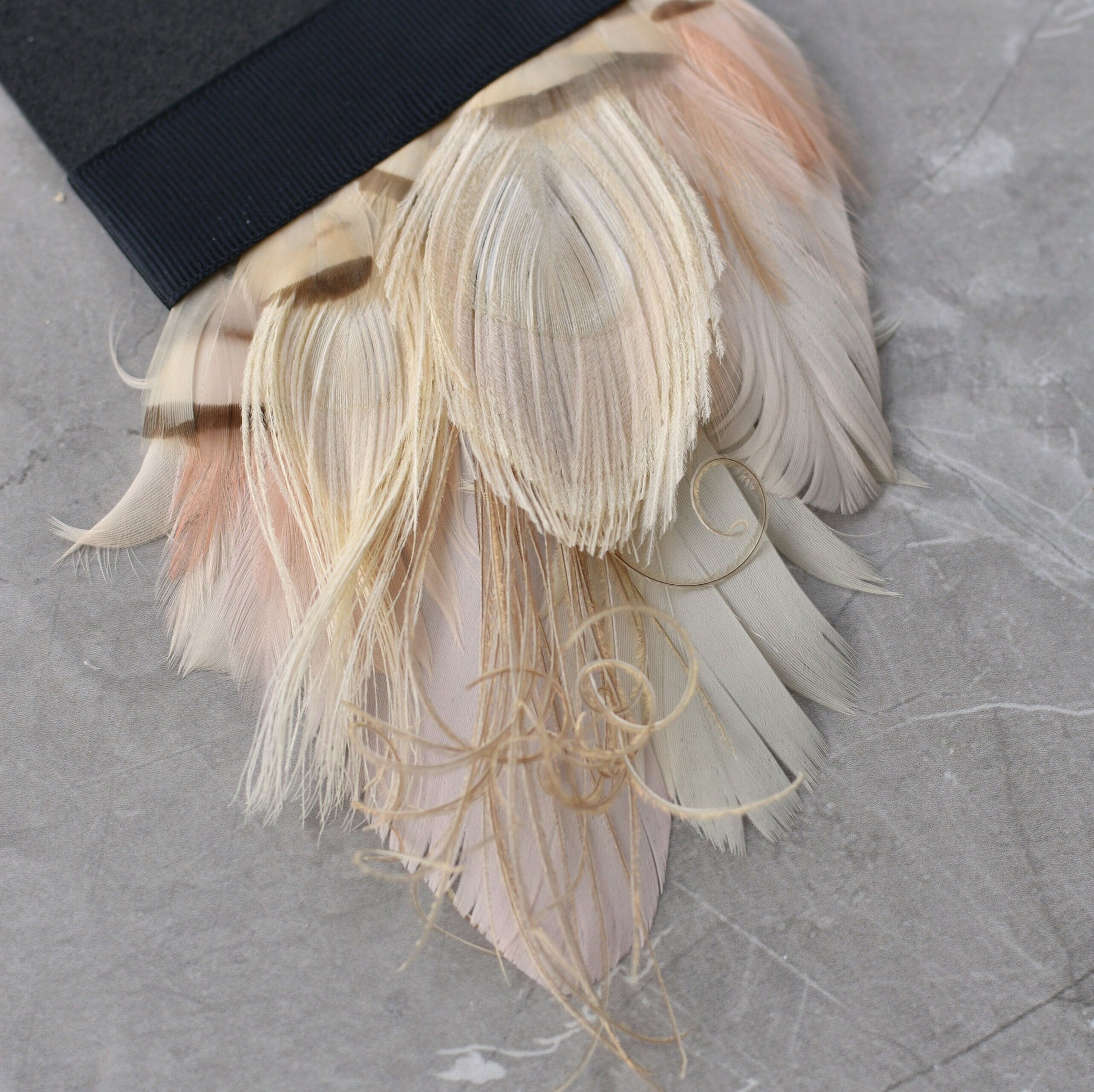 Ivory and Blush Pink Peacock Feather Pocket Square No.141 | Suit Accessory | Feather Neck Tie | Grooms Outfit | Groomsmen Gift | Wedding
