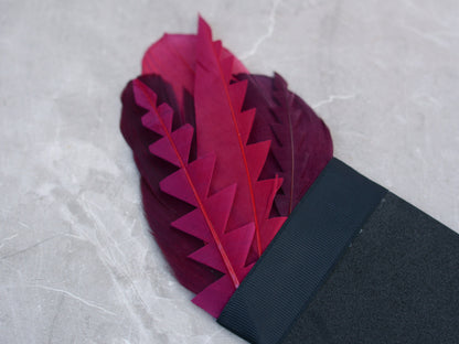 Burgundy, Crimson and Plum Feather Pocket Square No.240 Suit Accessory