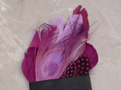 Purple Peacock Eye Feather Pocket Square No.207 | Suit Accessory | Feather Neck Tie | Grooms Outfit | Groomsmen Gift | Wedding