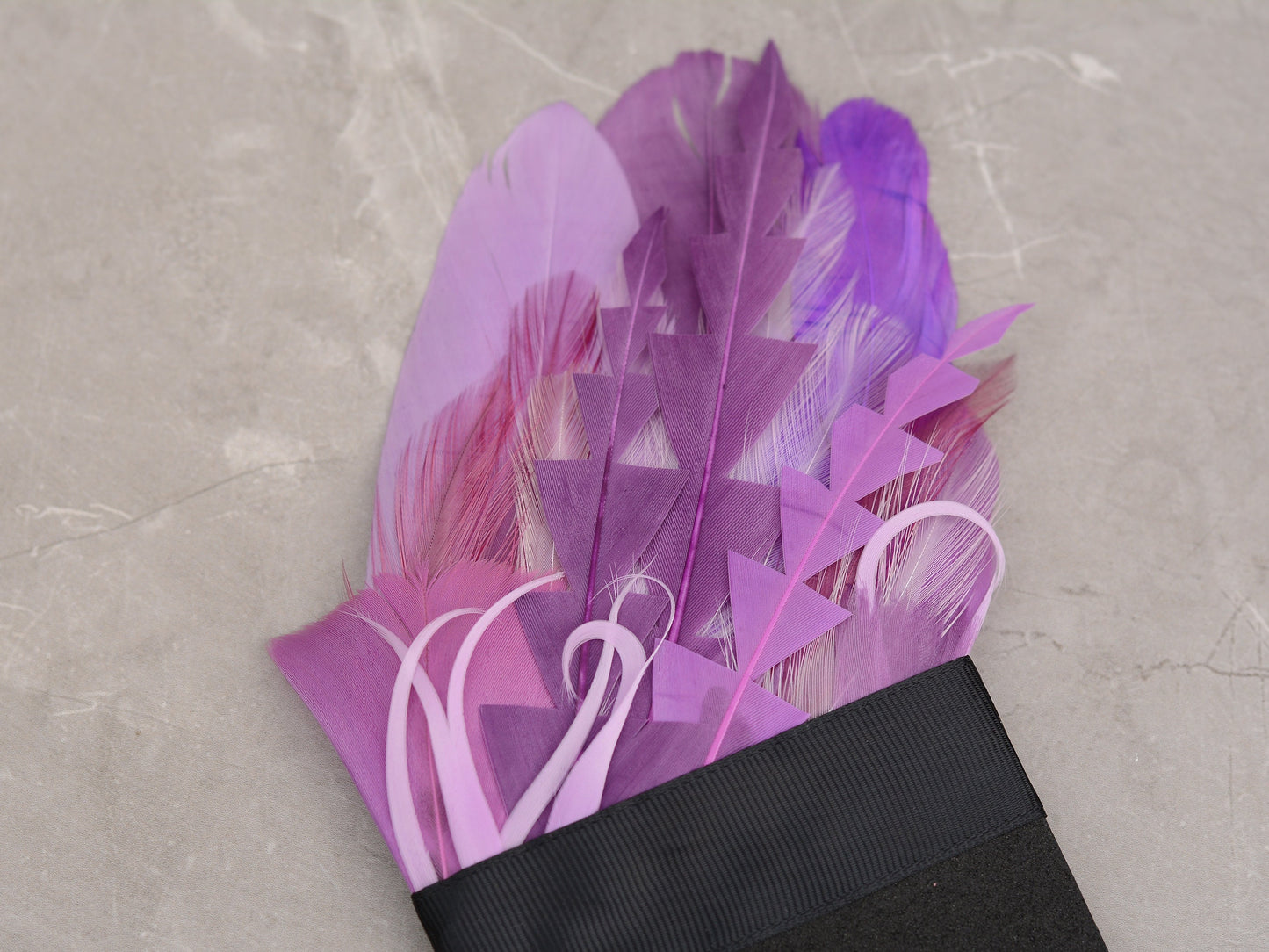 Shades of Purple Feather Pocket Square No.210 | Suit Accessory | Feather Neck Tie | Grooms Outfit | Groomsmen Gift | Wedding