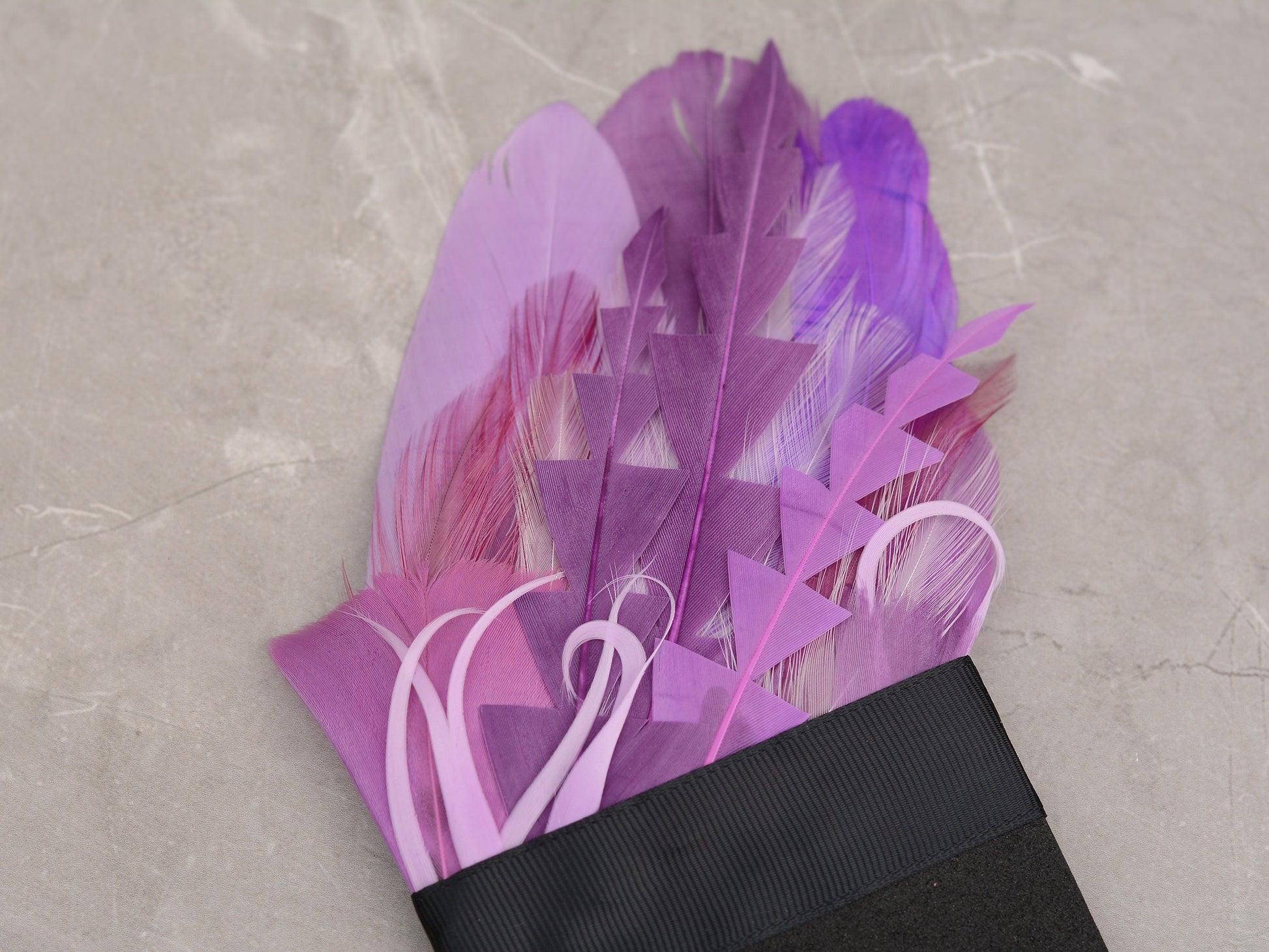 Shades of Purple Feather Pocket Square No.210 | Suit Accessory | Feather Neck Tie | Grooms Outfit | Groomsmen Gift | Wedding
