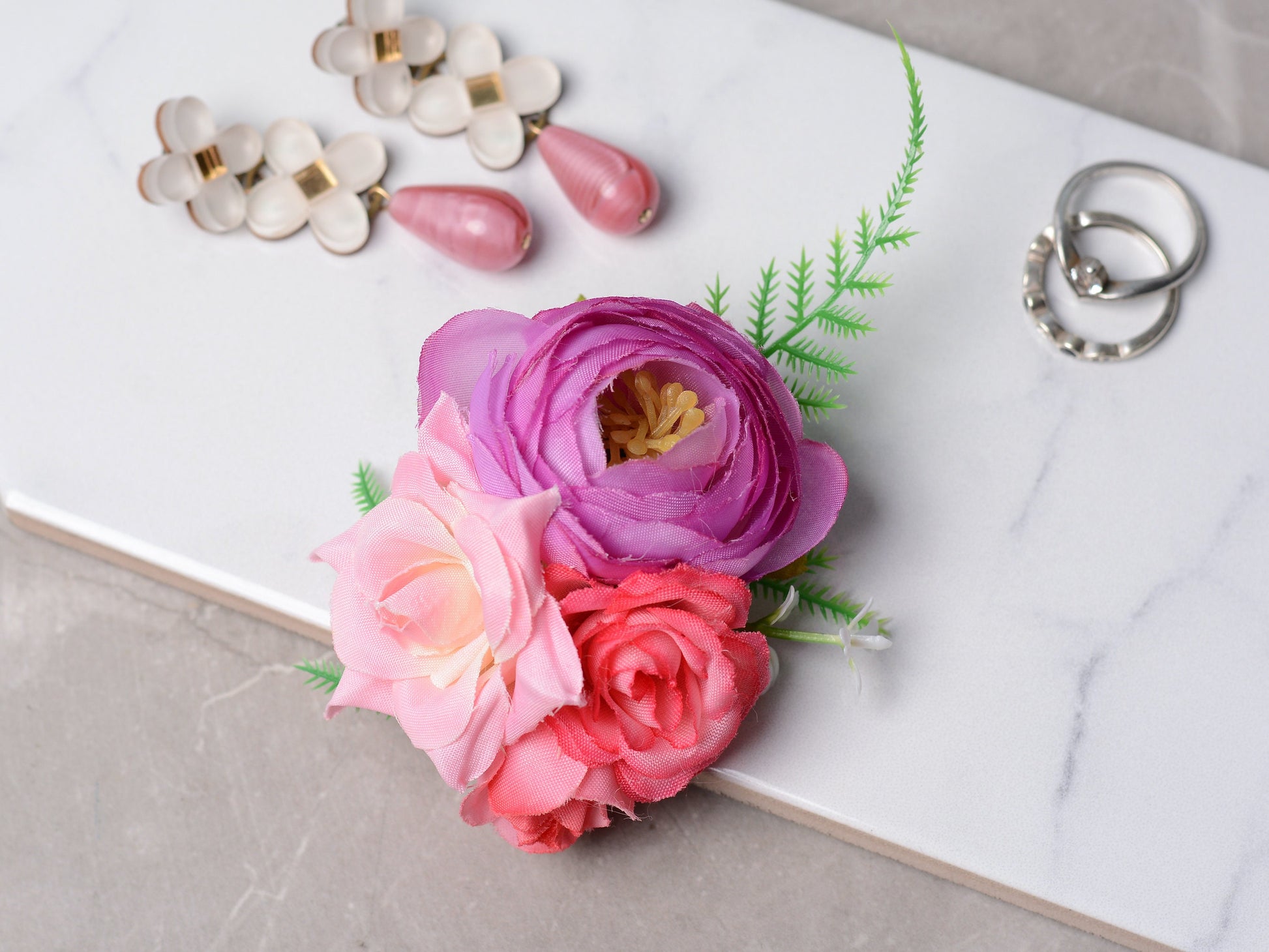 Flower Hair Clip in Pink and Lilac | Tropical Hair Clip | Bridesmaids Clip | Floral Headpiece | Bridal Hair Clip | Flower Bun Clip