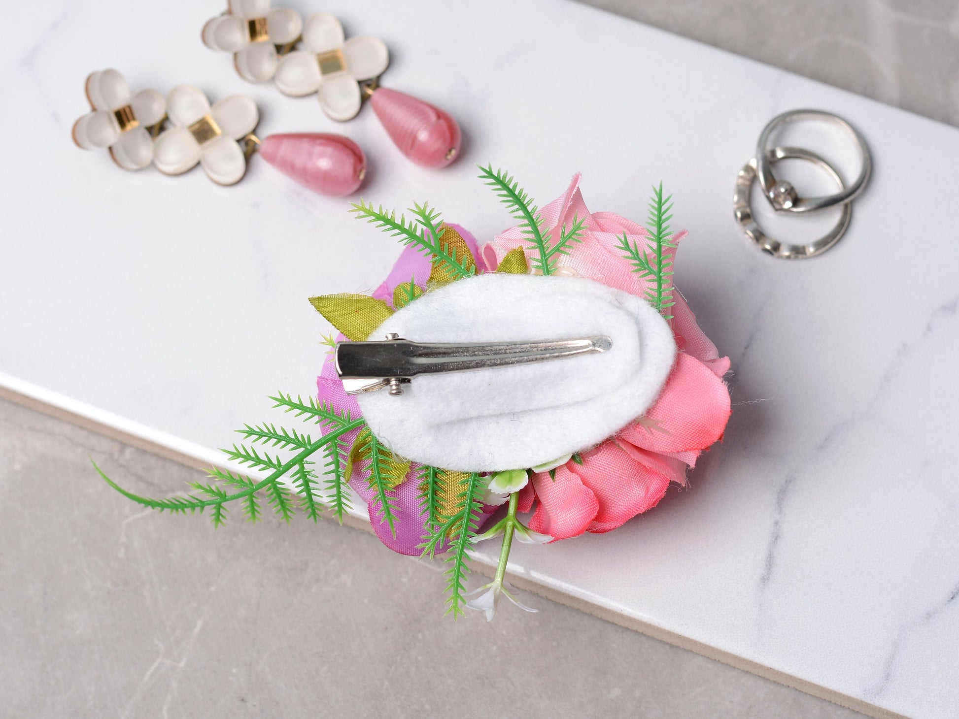 Flower Hair Clip in Pink and Lilac | Tropical Hair Clip | Bridesmaids Clip | Floral Headpiece | Bridal Hair Clip | Flower Bun Clip