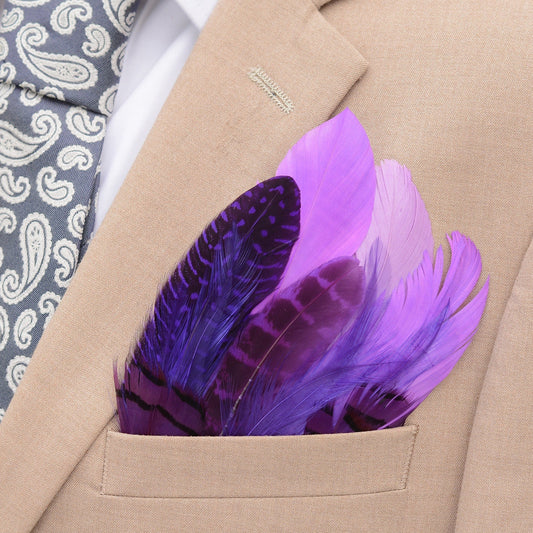 Shades of Violet Purple Feather Pocket Square No.216 | Suit Accessory