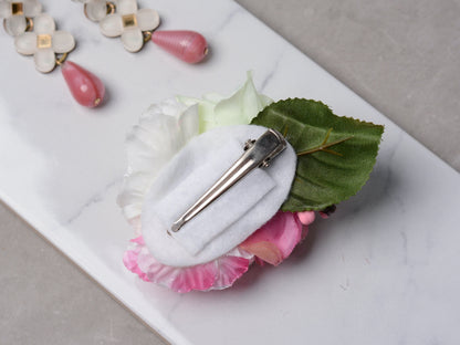 Flower Hair Clip in Pink, Peach and Ivory, Bridesmaids Hair Clip