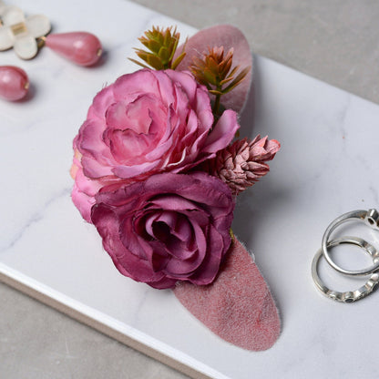 Flower Hair Clip in Pink and Plum | Bridesmaids Hair Clip | Floral Headpiece | Bridal Hair Clip | Flower Bun Clip |