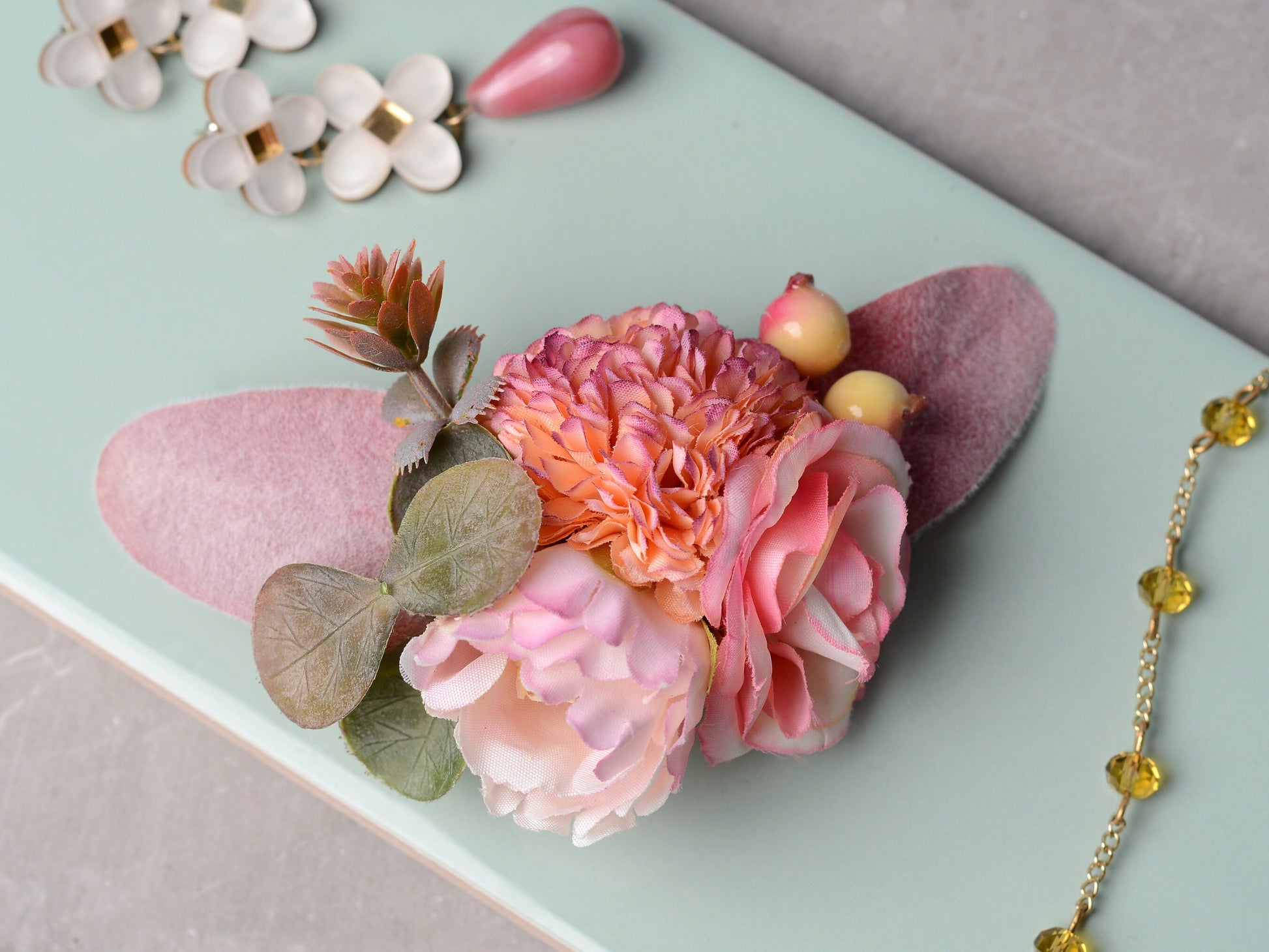Pink and White Flower Hair Clip | Silk Flower Hair Clip | Bridal Hair Clip | Bridesmaids Hair Clip | Flower Girl