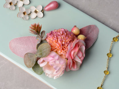 Pink and White Flower Hair Clip | Silk Flower Hair Clip | Bridal Hair Clip | Bridesmaids Hair Clip | Flower Girl