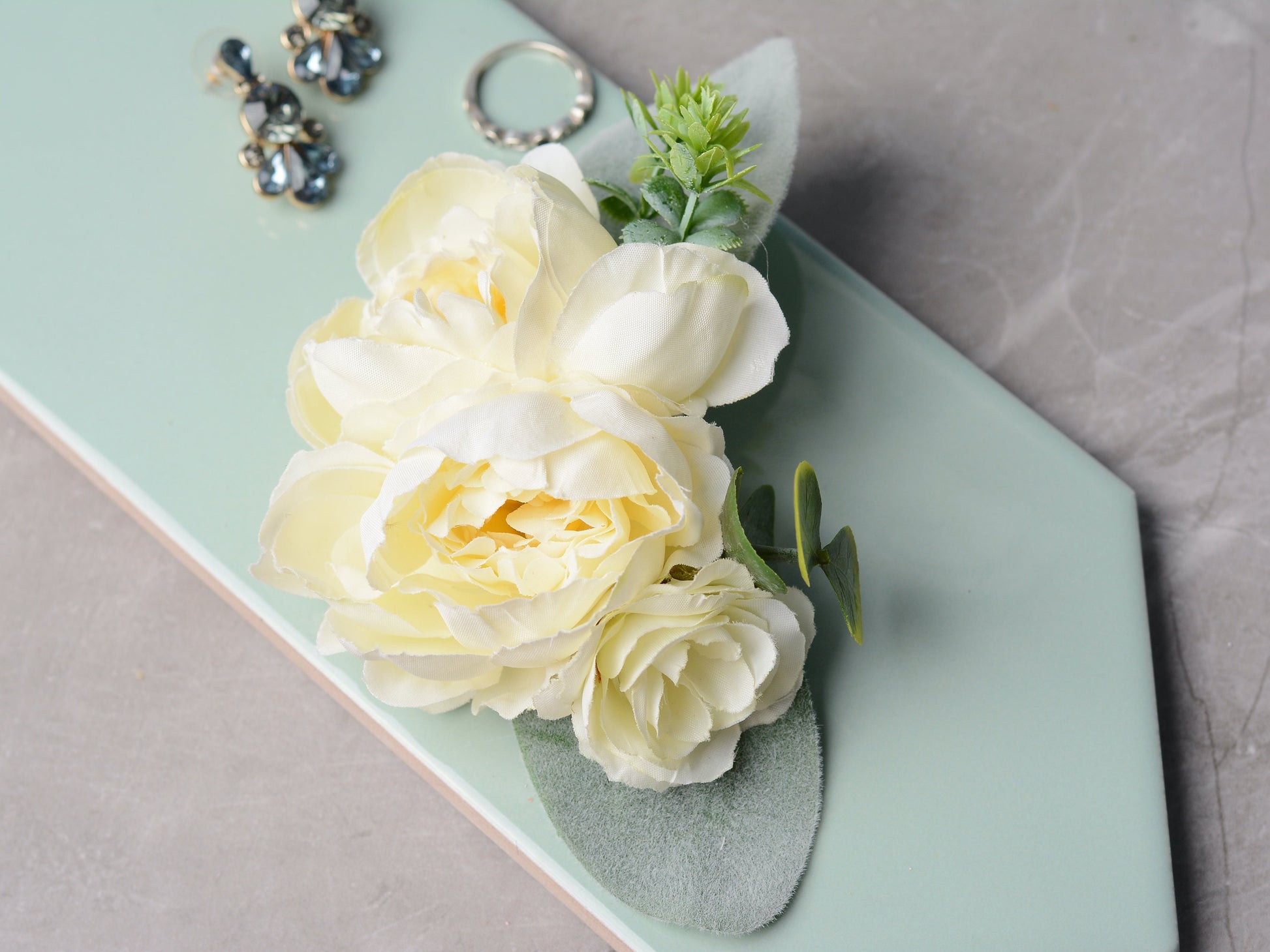 Ivory Peony Flower Hair Clip, Bridal Hair PIece