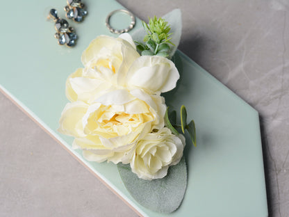 Ivory Peony Flower Hair Clip, Bridal Hair PIece