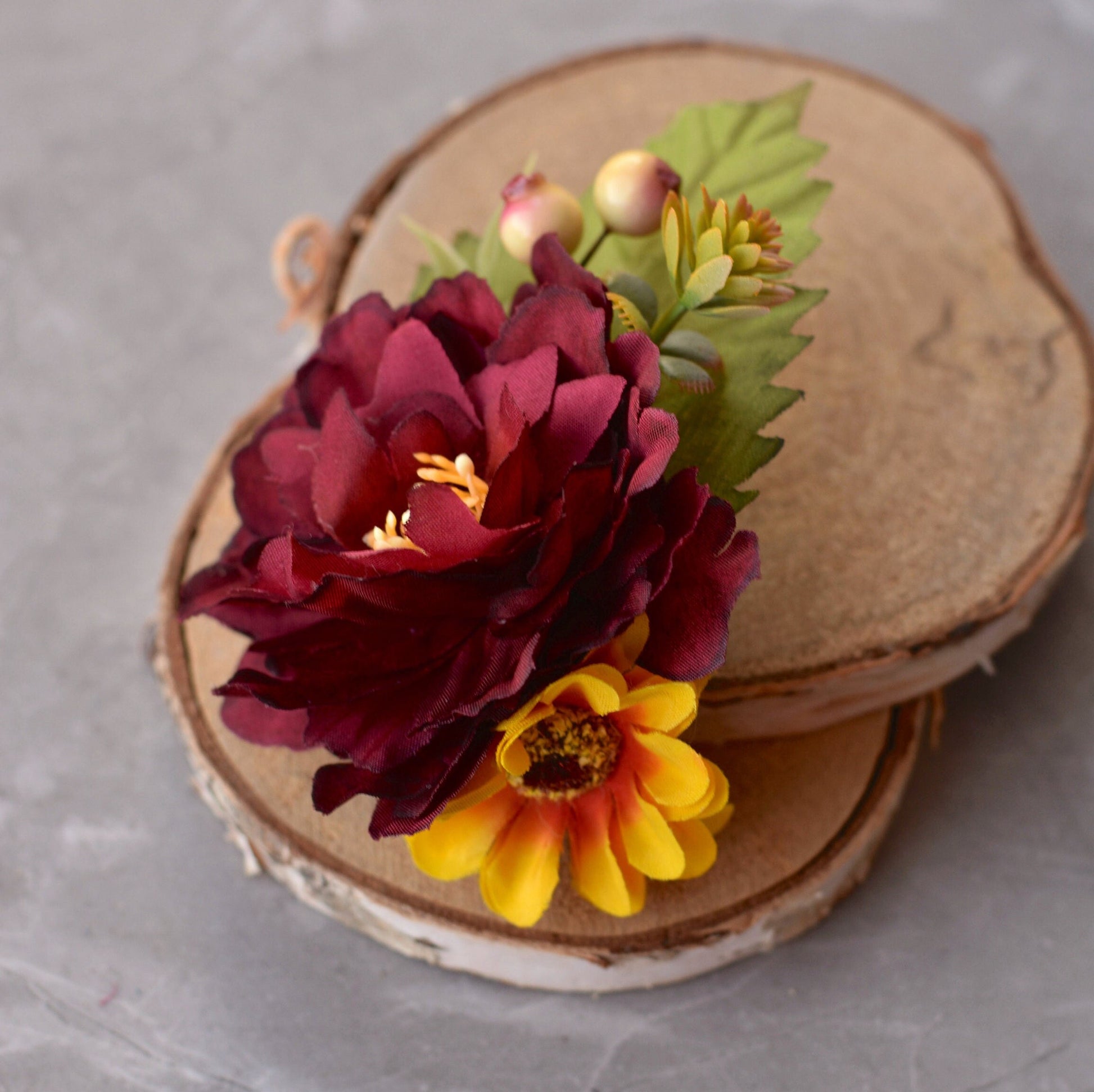 Burgundy Peony Flower Hair Clip | Silk Flower Hair Clip | Bridal Hair Clip | Bridesmaids Hair Clip | Autumn | Fall