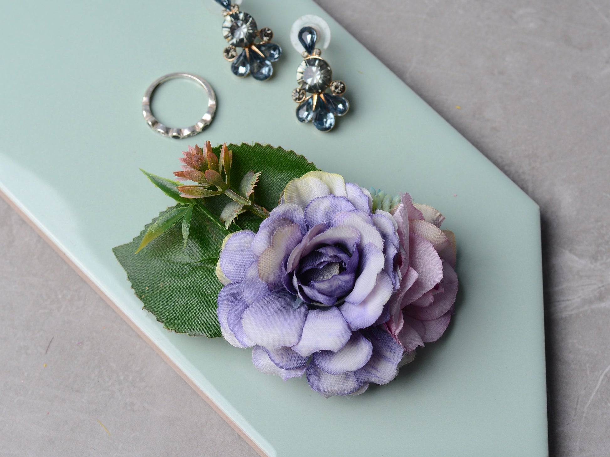 Flower Hair Clip in Violet Blue and Purple | Silk Flower Hair Clip | Bridal Hair Clip | Bridesmaids Hair Clip | Flower Girl