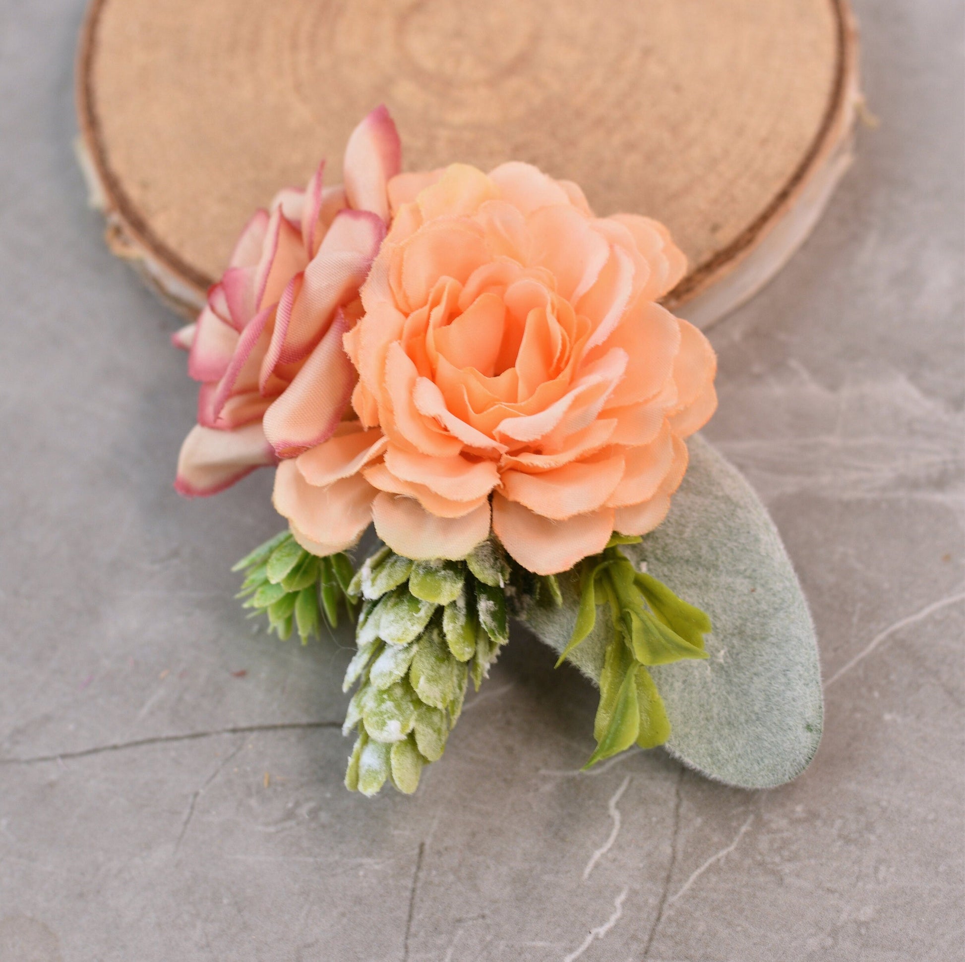 Flower Hair Clip in Peach and Blush Pink | Bridesmaids Hair Clip | Floral Headpiece | Bridal Hair Clip | Flower Bun Clip
