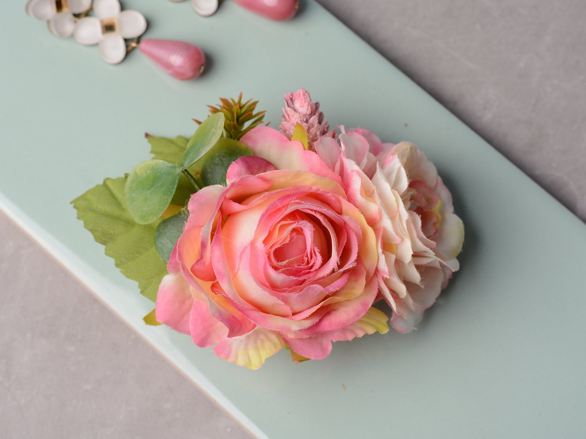 Vintage Pink Roses Flower Hair Clip | Silk Flower Hair Clip | Bridal Hair Clip | Bridesmaids Hair Clip | Flower Girl