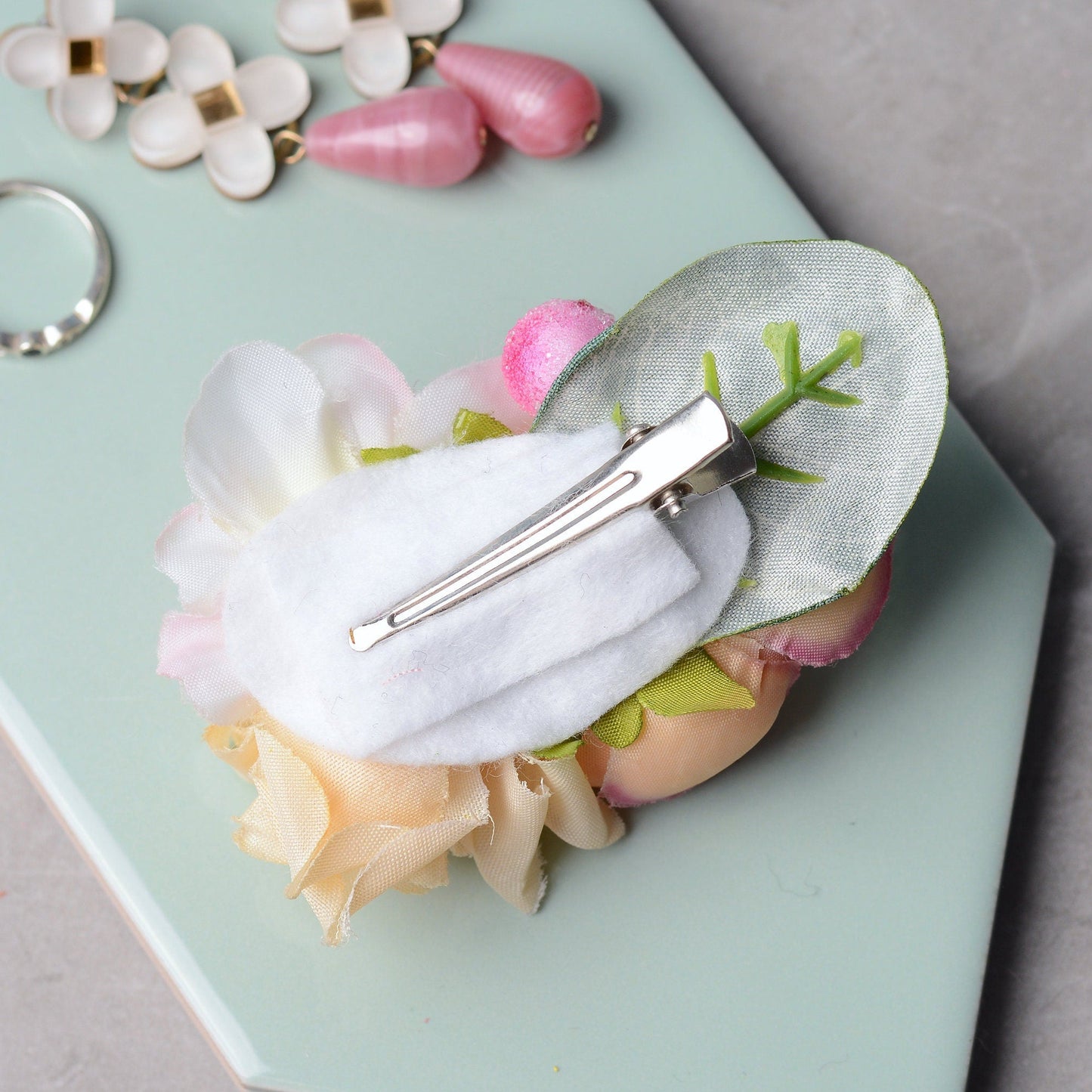 Ranunculus and Rose Flower Hair Clip in Soft Pink and Ivory | Silk Flower Hair Clip | Bridal Hair Clip | Bridesmaids Hair Clip | Flower Girl