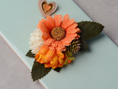 Orange and Ivory Flower Hair Clip | Orange Flower Hair Clip | Orange Hair Clip | Bridesmaids Hair Clip | Bridal Hair Clip | Fall Wedding
