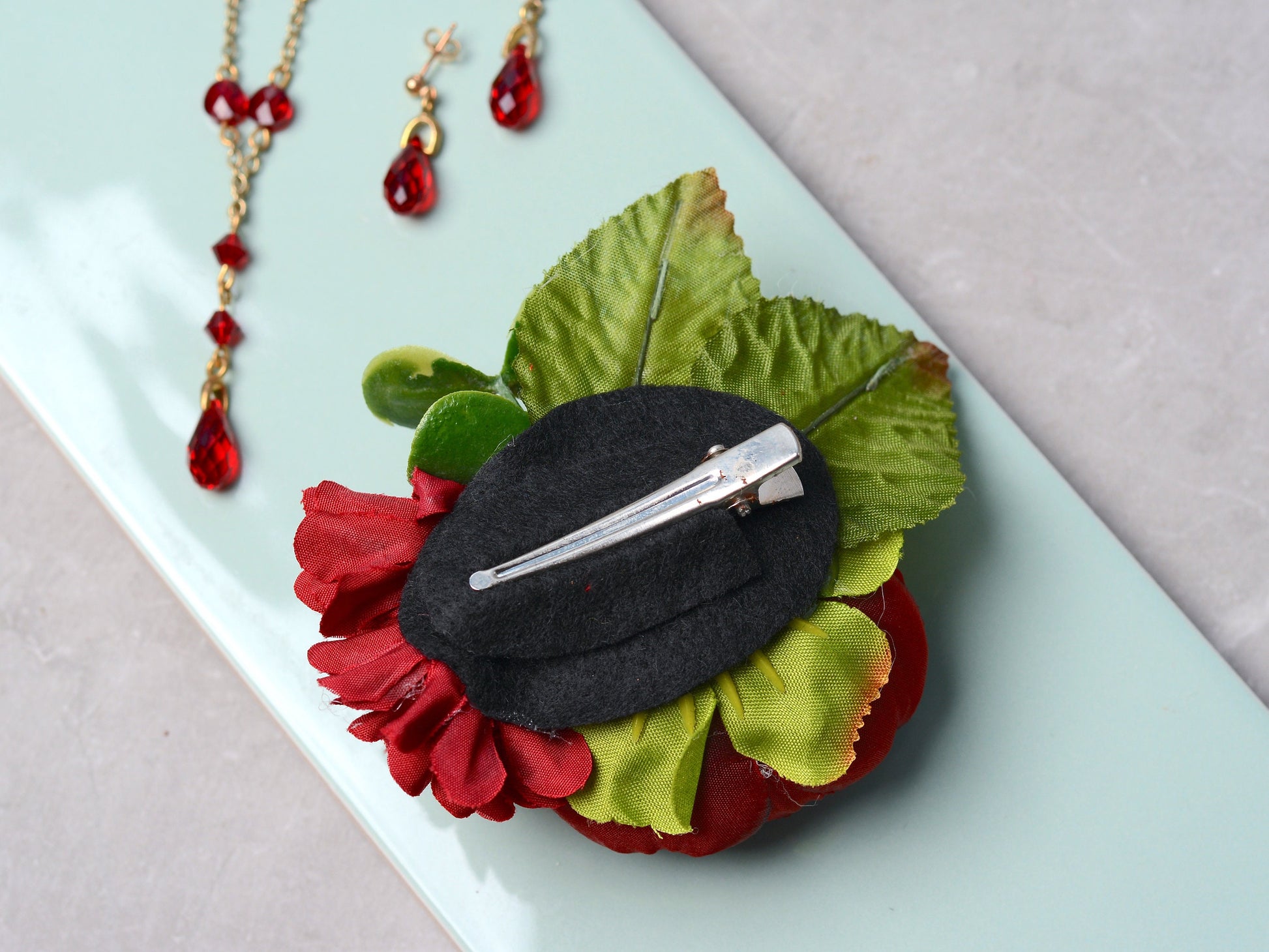 Deep Red Peony Hair Clip | Silk Flower Hair Clip | Bridal Hair Clip | Bridesmaids Hair Clip | Floral Headpiece