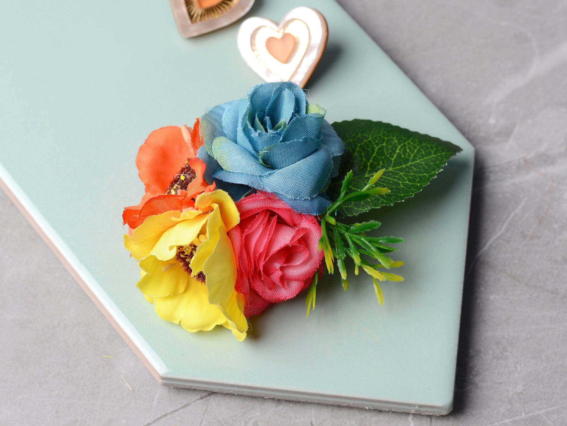 Rose Hair Clip in Pink, Yellow, Blue and Orange | Silk Flower Hair Clip | Bridal Hair Clip | Bridesmaids Hair Clip | Flower Girl Hair Clip
