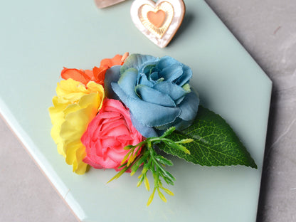 Rose Hair Clip in Pink, Yellow, Blue and Orange | Silk Flower Hair Clip | Bridal Hair Clip | Bridesmaids Hair Clip | Flower Girl Hair Clip
