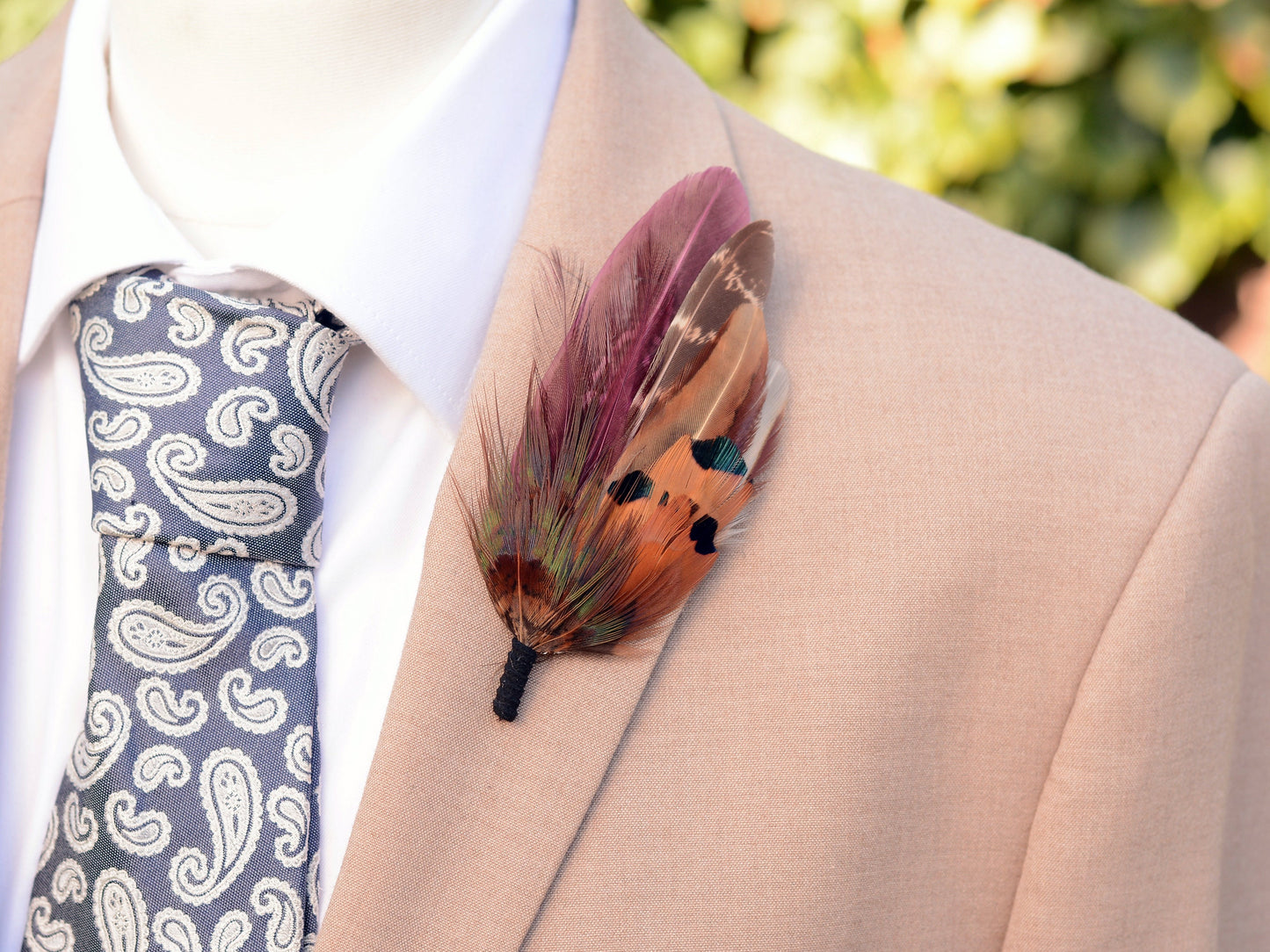 Plum Purple and Copper Pheasant Feather Pin / Hat Pin | Pheasant Feather Boutonniere | Feather Brooch