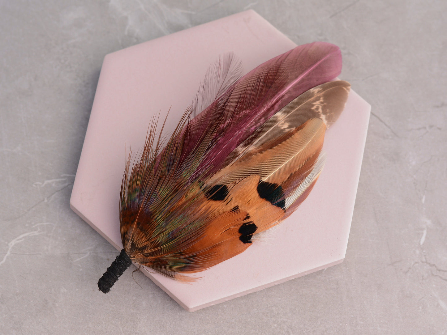Plum Purple and Copper Pheasant Feather Pin / Hat Pin | Pheasant Feather Boutonniere | Feather Brooch