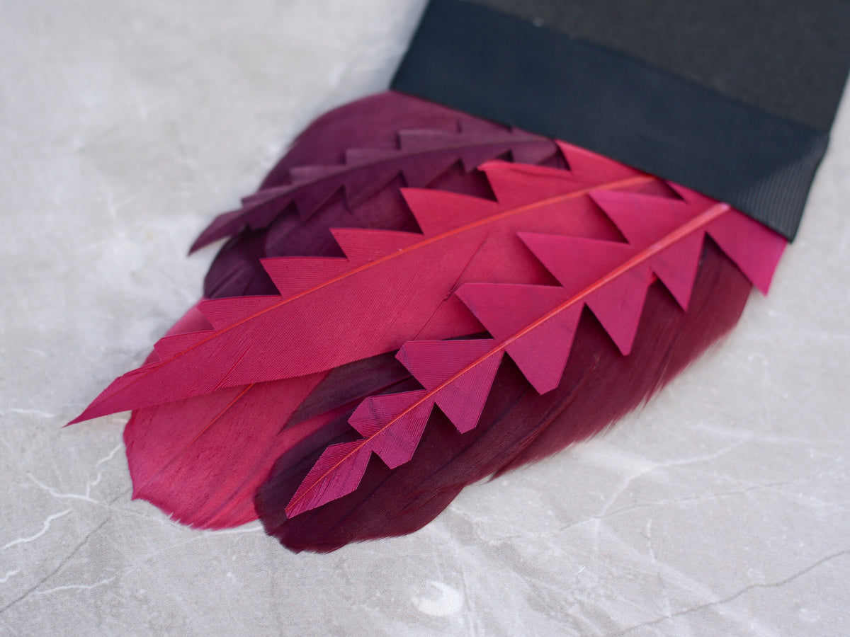 Burgundy, Crimson and Plum Feather Pocket Square No.240 Suit Accessory