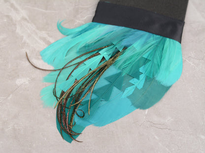 Turquoise, Teal and Green Feather Pocket Square No.213 Suit Accessory