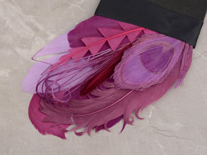 Plum Purple Peacock Eye Feather Pocket Square No.224 Suit Accessory
